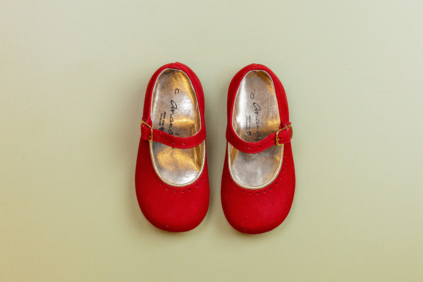Sapato Infantil Ananás Mary Jane Couro Nobuck Vermelho