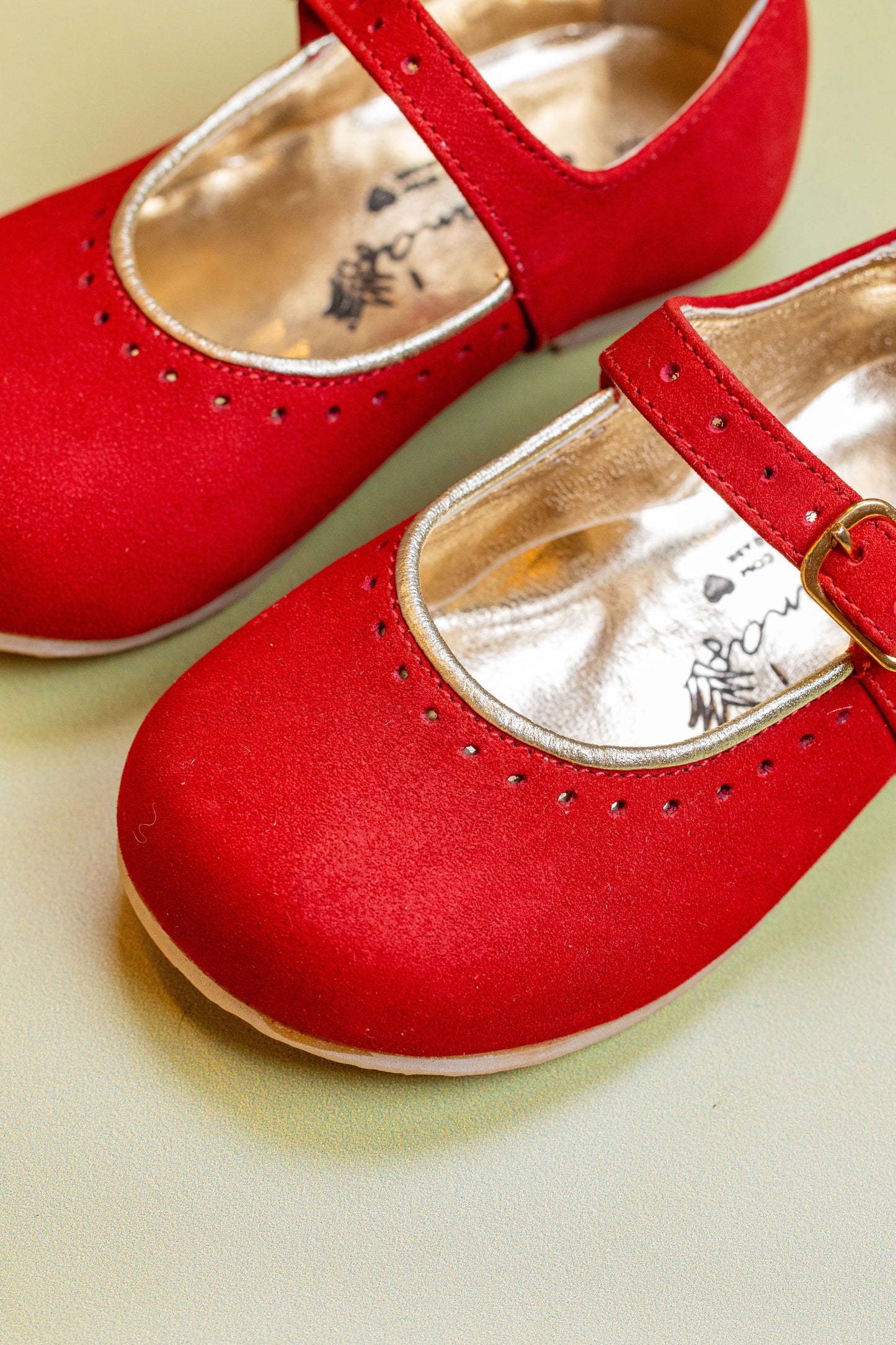 Sapato Infantil Ananás Mary Jane Couro Nobuck Vermelho