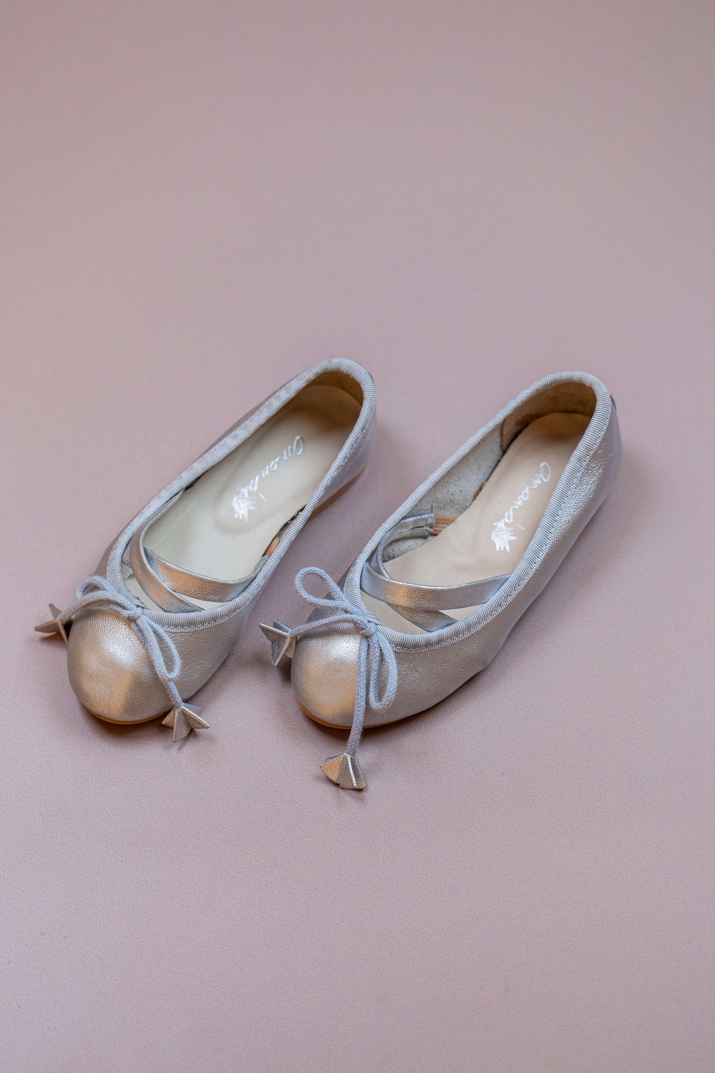 Sapatilha Infantil Ananás Bailarina Anna Couro Metalizado Prata