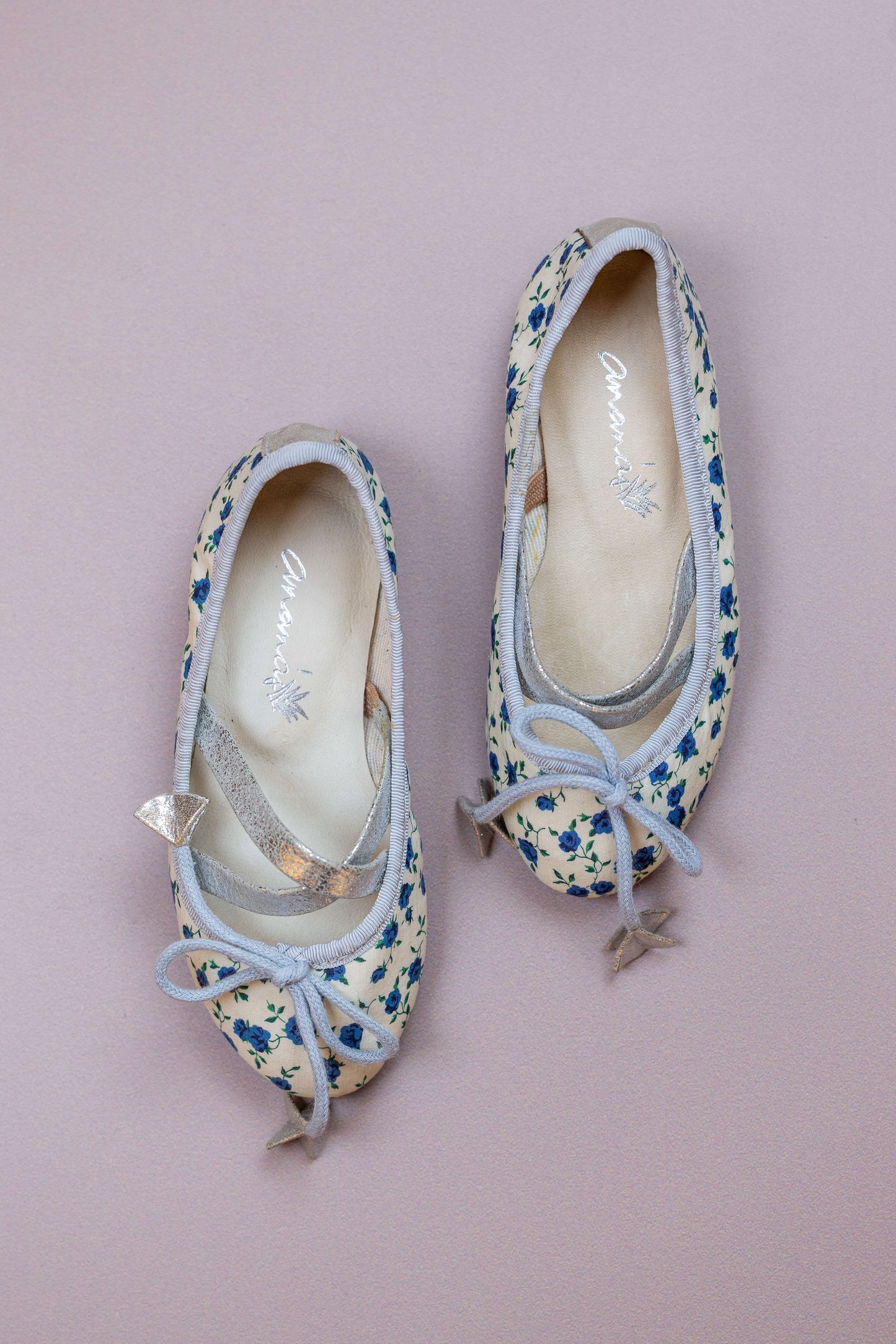 Sapatilha Infantil Ananás Bailarina Tecido Floral Azul