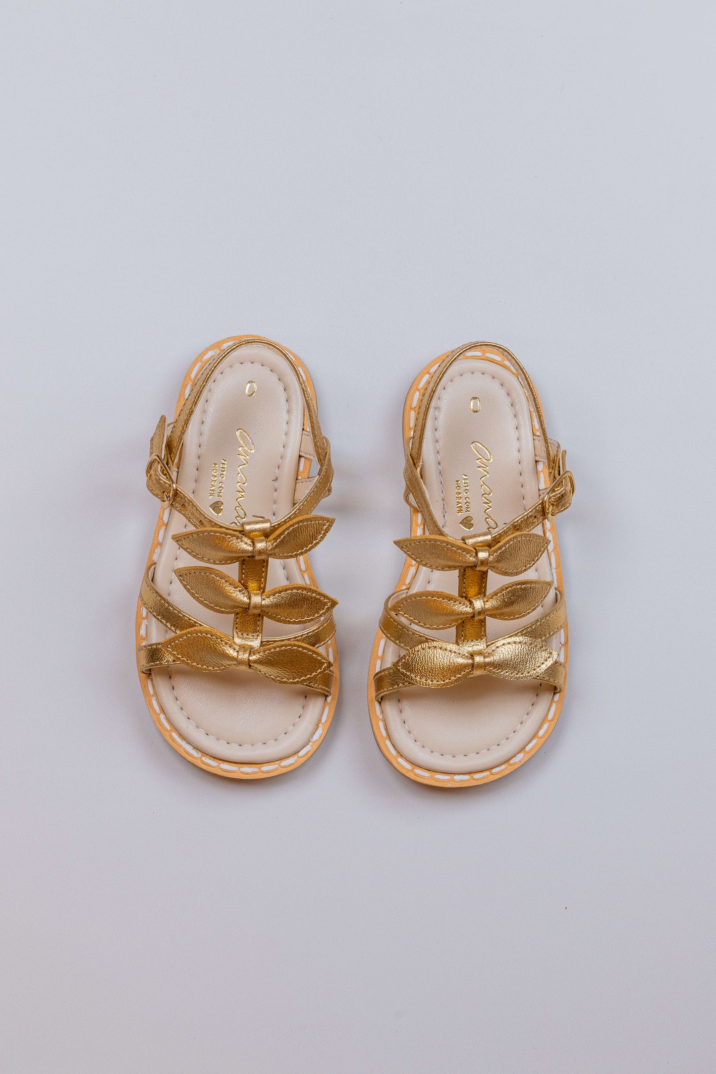 Sandália Infantil Ananás Sylvie Couro Dourado