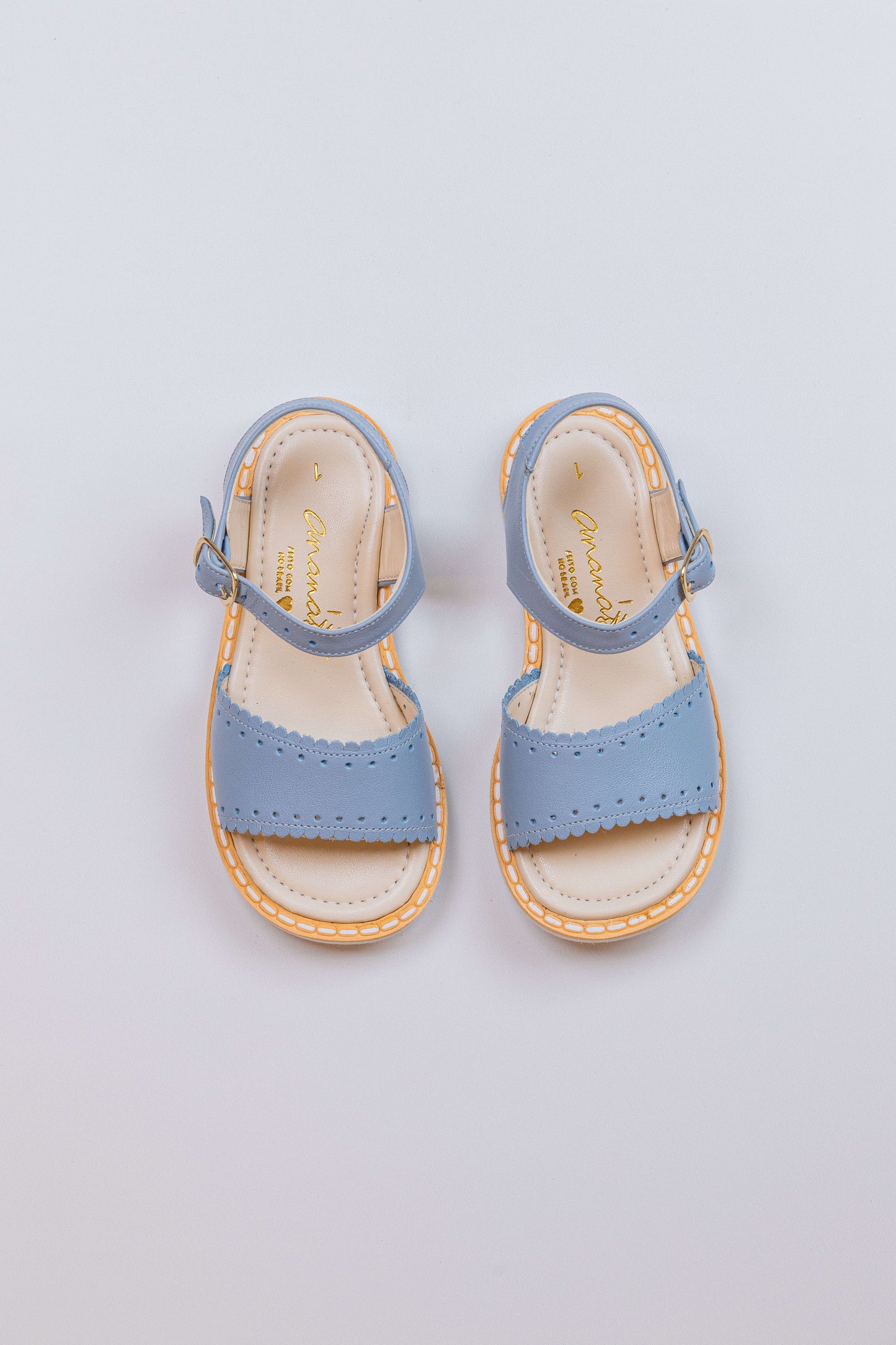 Sandália Infantil Ananás Fiorella Couro Azul Bebê