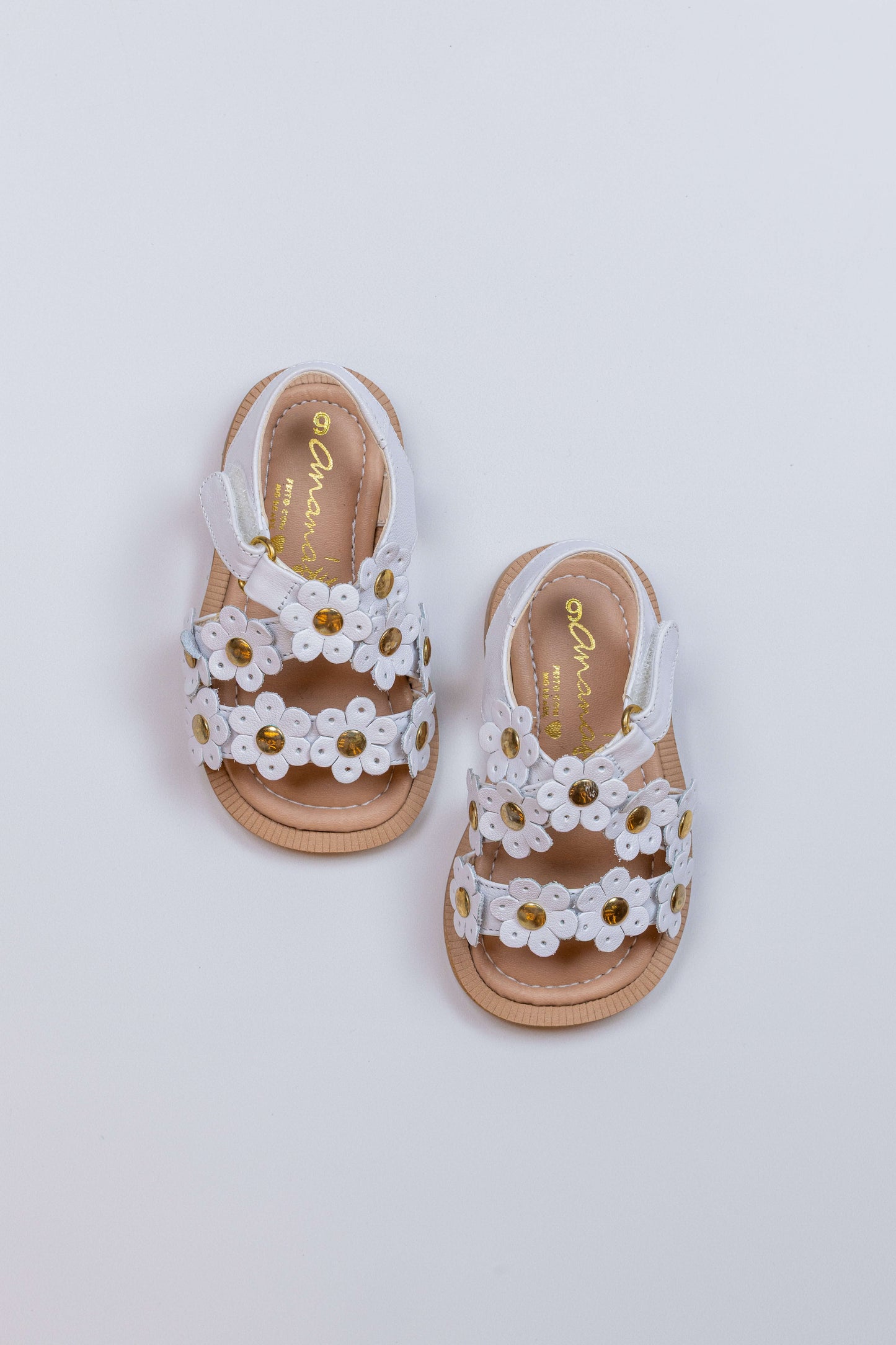 Sandália Infantil Ananás Fleur Couro Branco