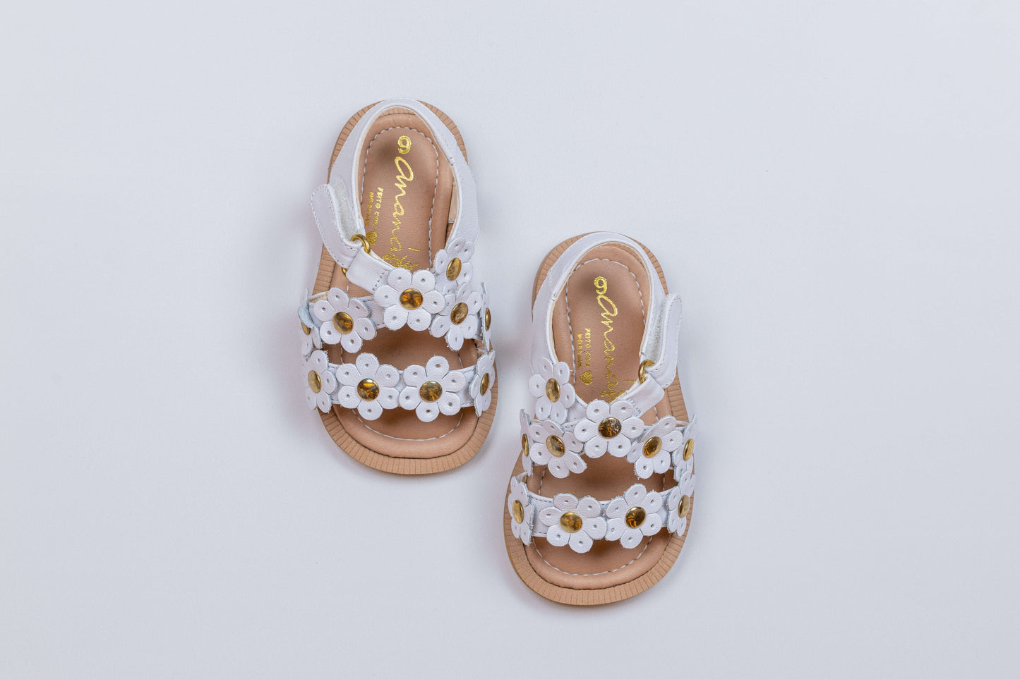 Sandália Infantil Ananás Fleur Couro Branco