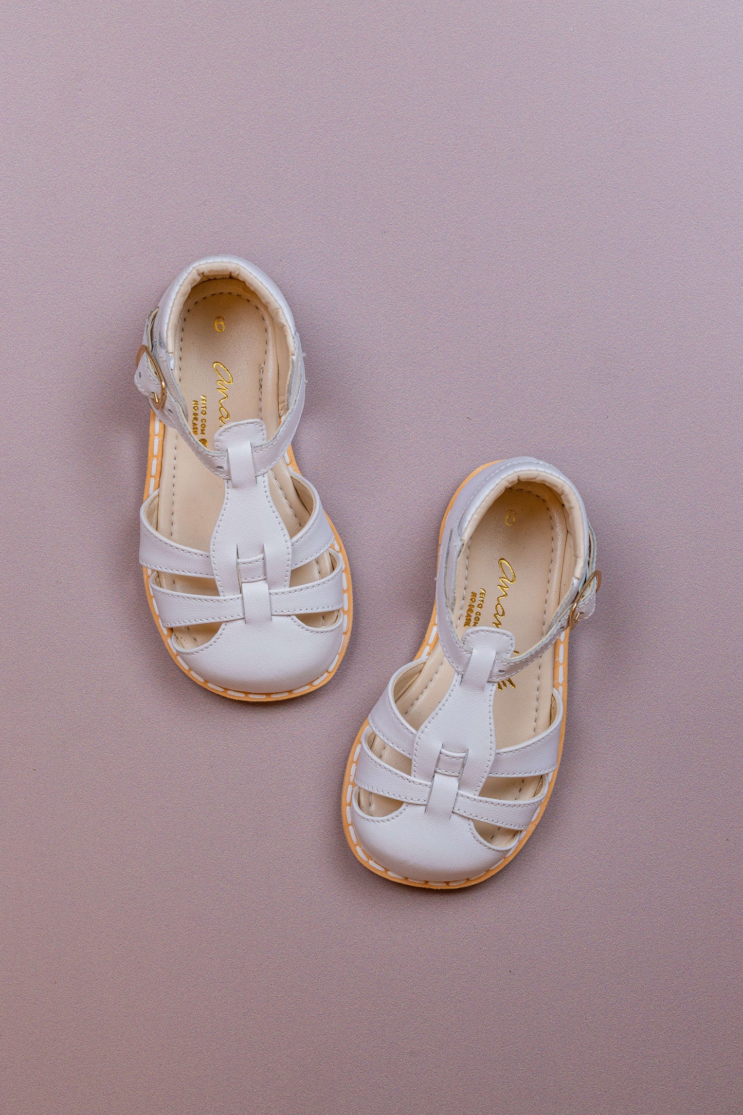 Sandália Infantil Ananás Charlie Couro Branco