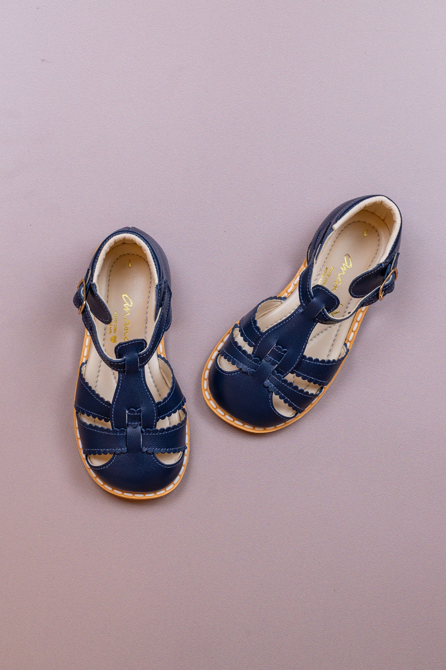 Sandália Infantil Ananás Charlie Couro Azul Marinho