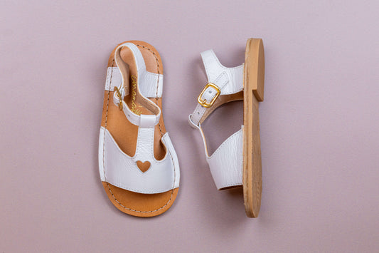 Sandália Infantil Ananás Lilly Coração Couro Branco