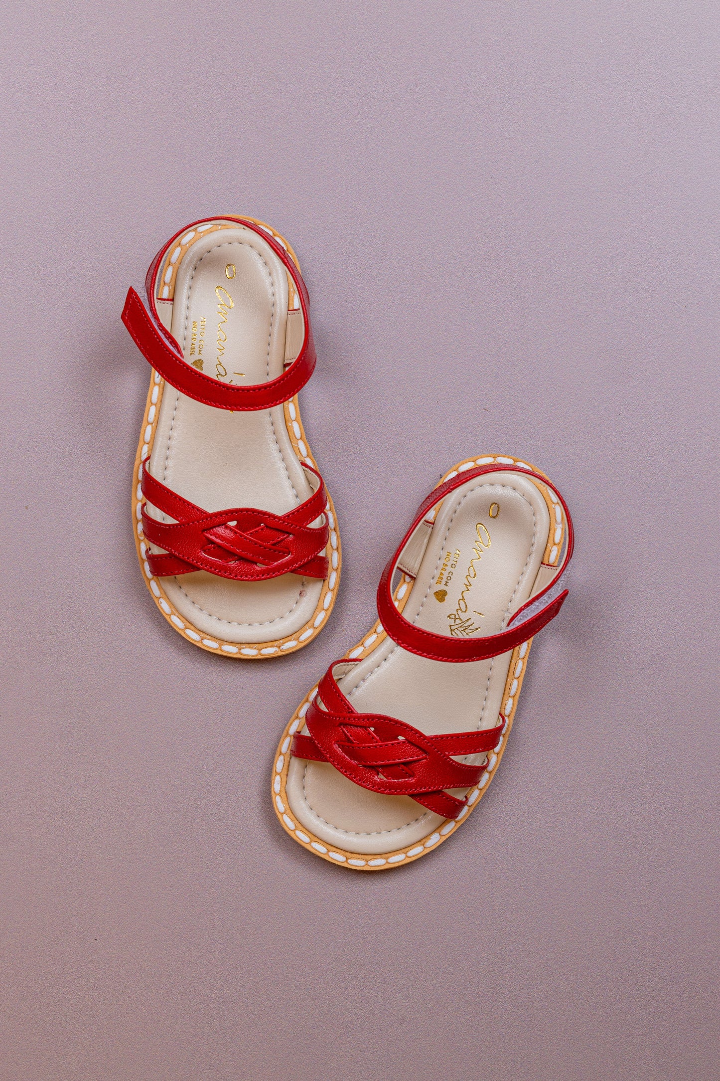 Sandália Infantil Ananás Lulu Couro Vermelho