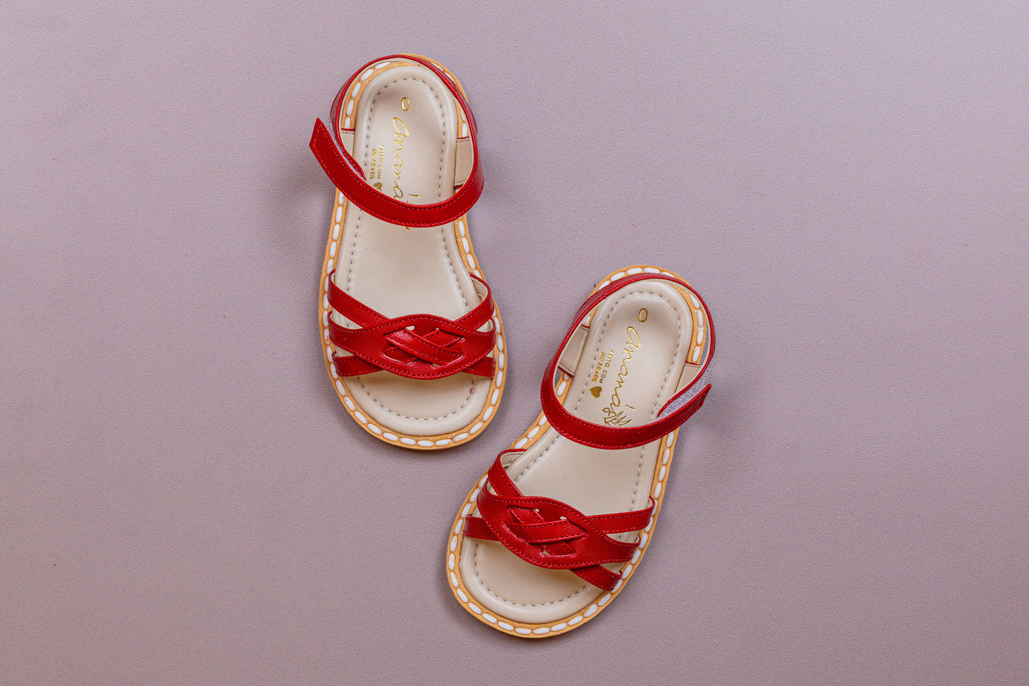 Sandália Infantil Ananás Lulu Couro Vermelho