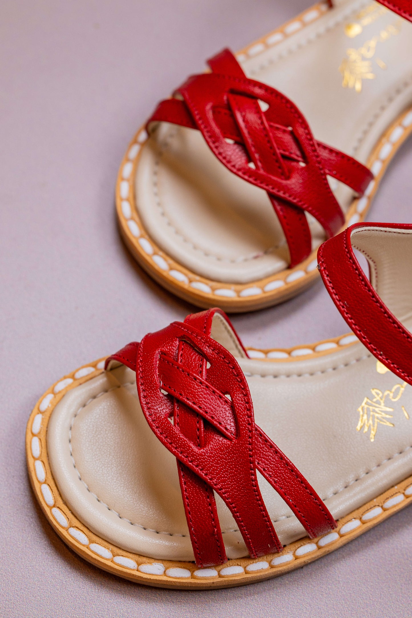 Sandália Infantil Ananás Lulu Couro Vermelho