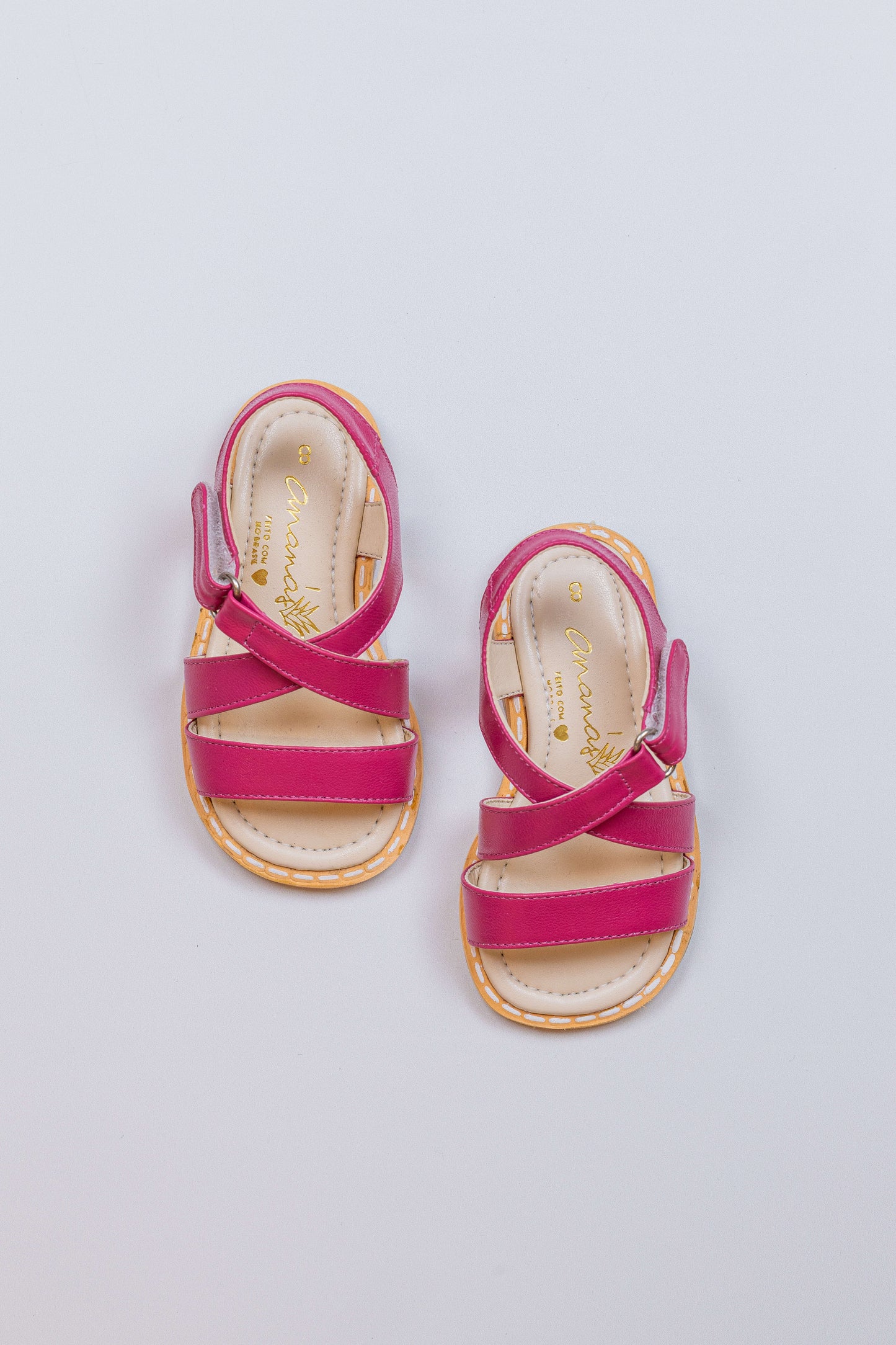 Sandália Infantil Ananás Agnes Couro Rosa Pink