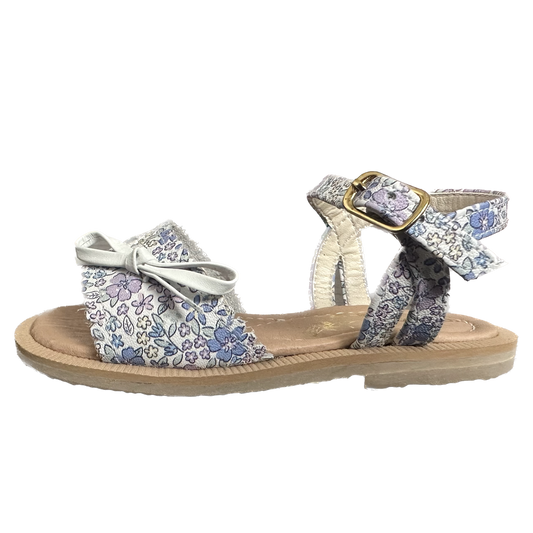 Sandália Infantil Ananás e Raquel Mattar no couro Floral Sarah Azul