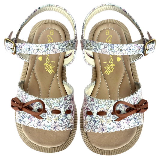 Sandália Infantil Ananás e Raquel Mattar no couro Floral Sarah Rosa