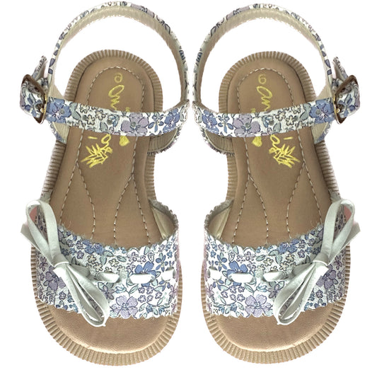Sandália Infantil Ananás e Raquel Mattar no couro Floral Sarah Azul