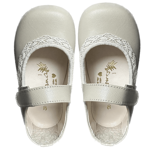 Sapato Infantil Ananás Mary Jane Lace Couro Marfim