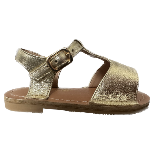 Sandália Infantil Ananás Lilly Couro Metalizado Ouro