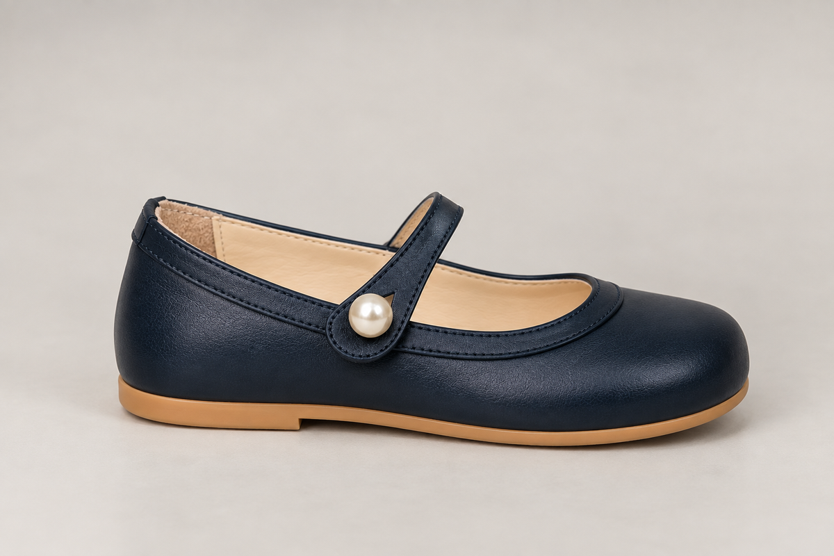 Sapato Infantil Ananas Cordelia Couro Azul Marinho