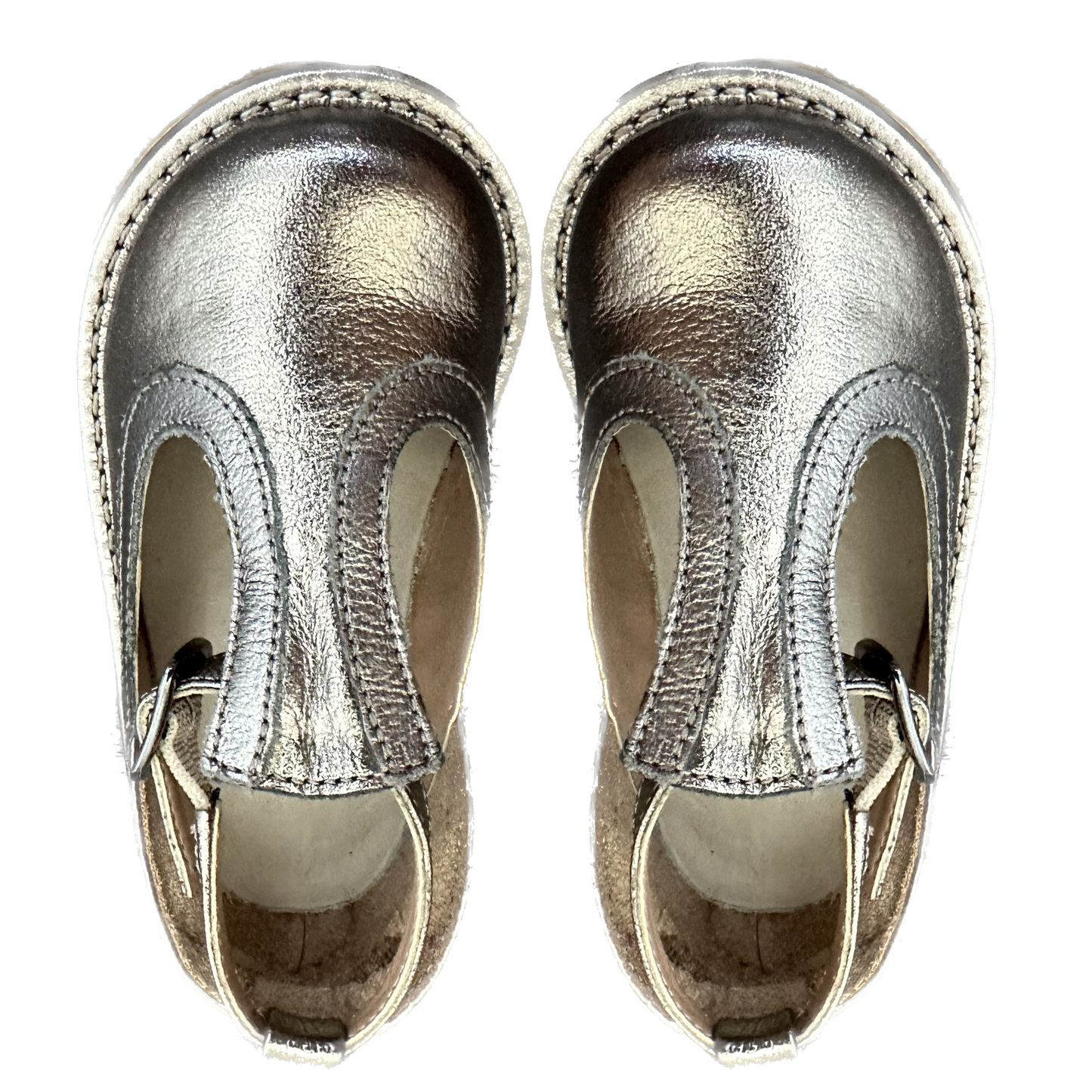 Sapato Infantil Ananás Diana Couro Metalizado Ouro Velho com Prata
