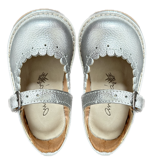 Sapato Infantil Ananás Charlotte Couro Metalizado Prata