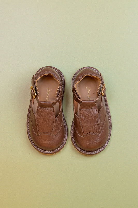 Sapato Infantil Ananás Sam Couro Caramelo