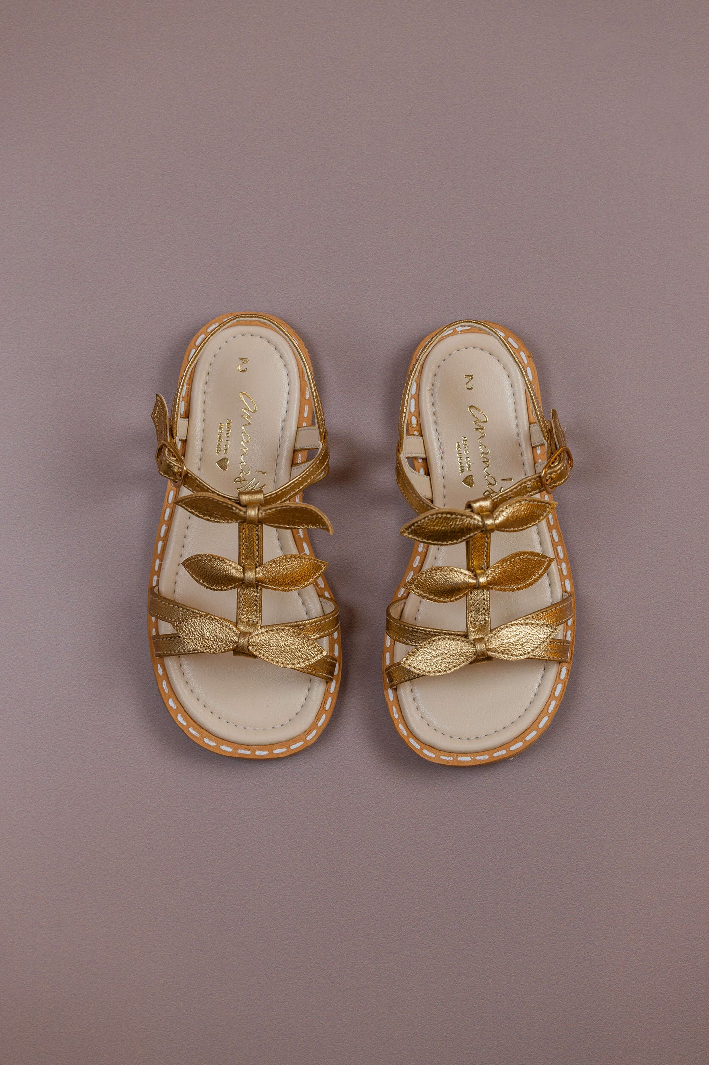 Sandália Infantil Ananás Sylvie Couro Dourado