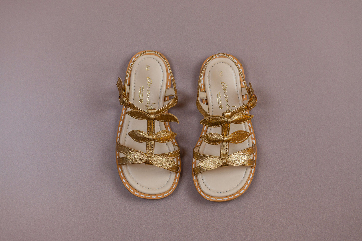 Sandália Infantil Ananás Sylvie Couro Dourado