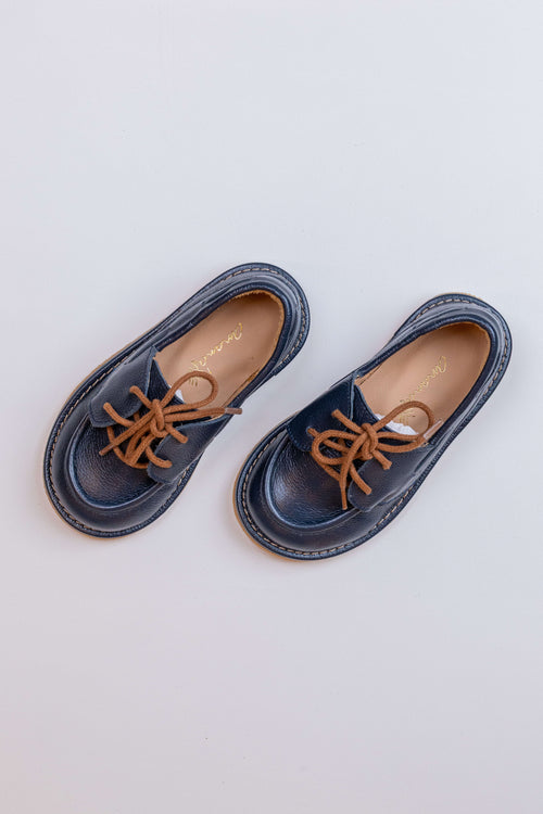 Sapato Infantil Ananás Jack Couro Azul Marinho | Atacado