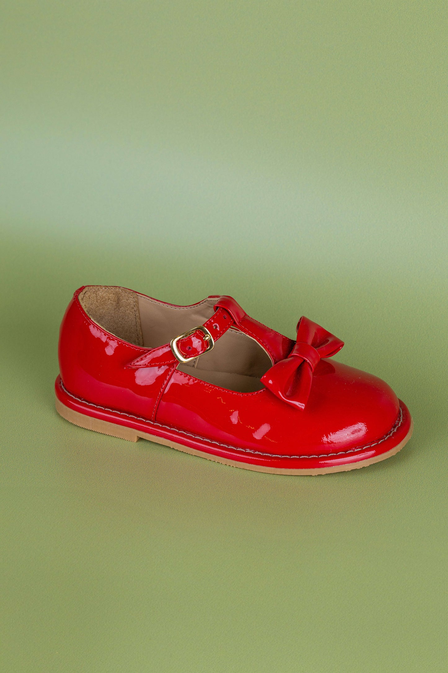 Sapato Infantil Ananás George Bow Couro Verniz Vermelho