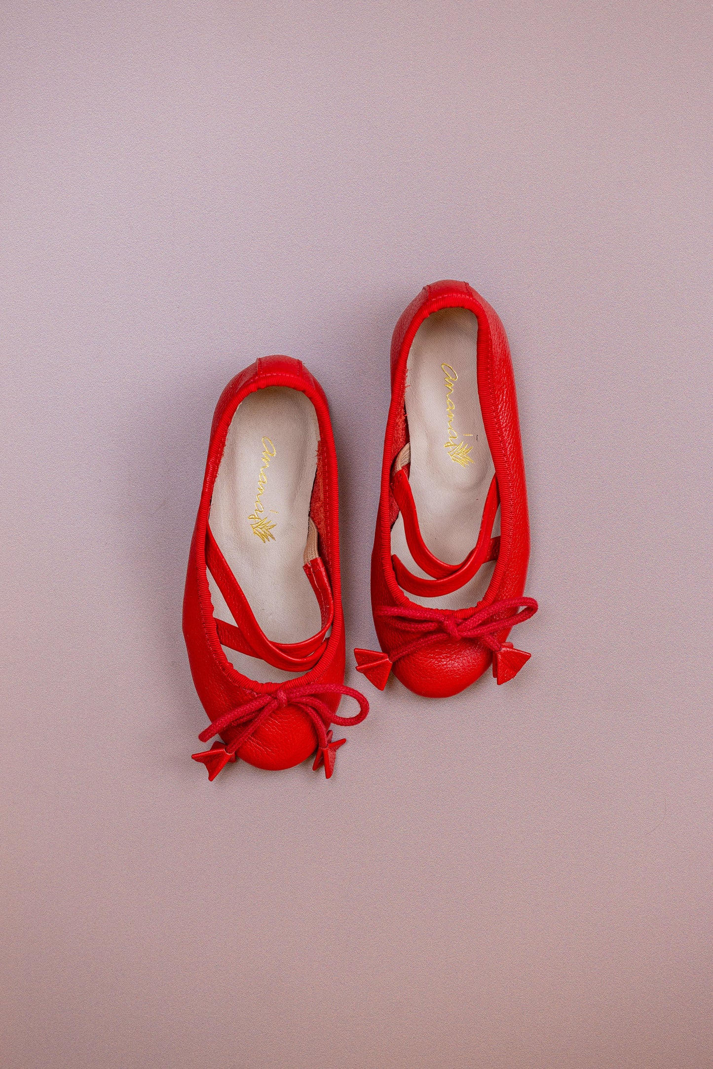 Sapatilha Infantil Ananás Bailarina Anna Couro Vermelho