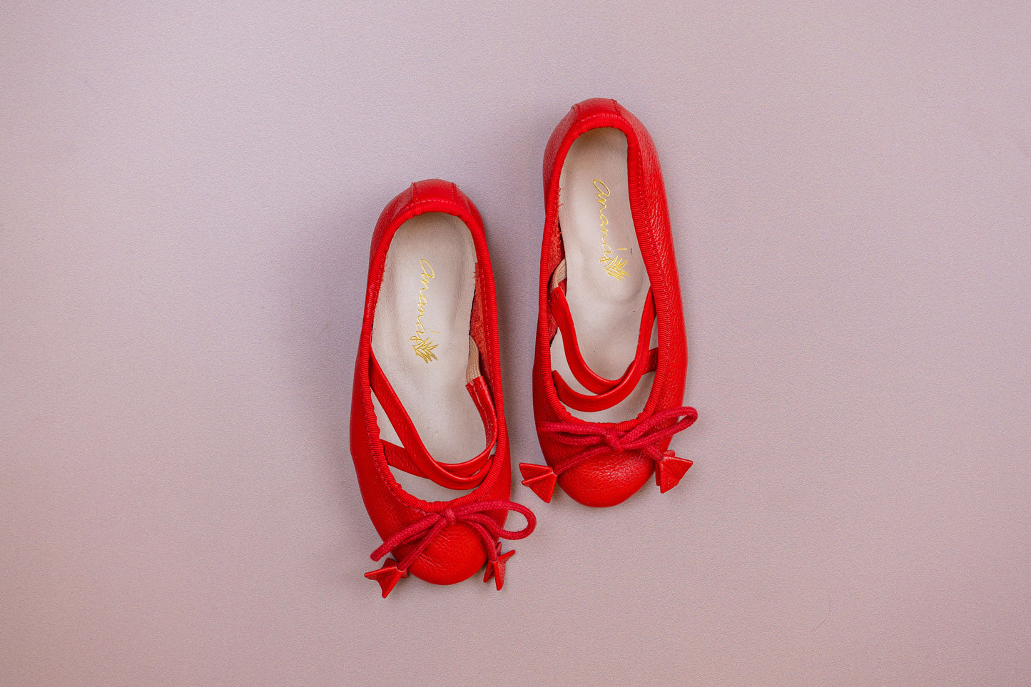 Sapatilha Infantil Ananás Bailarina Anna Couro Vermelho