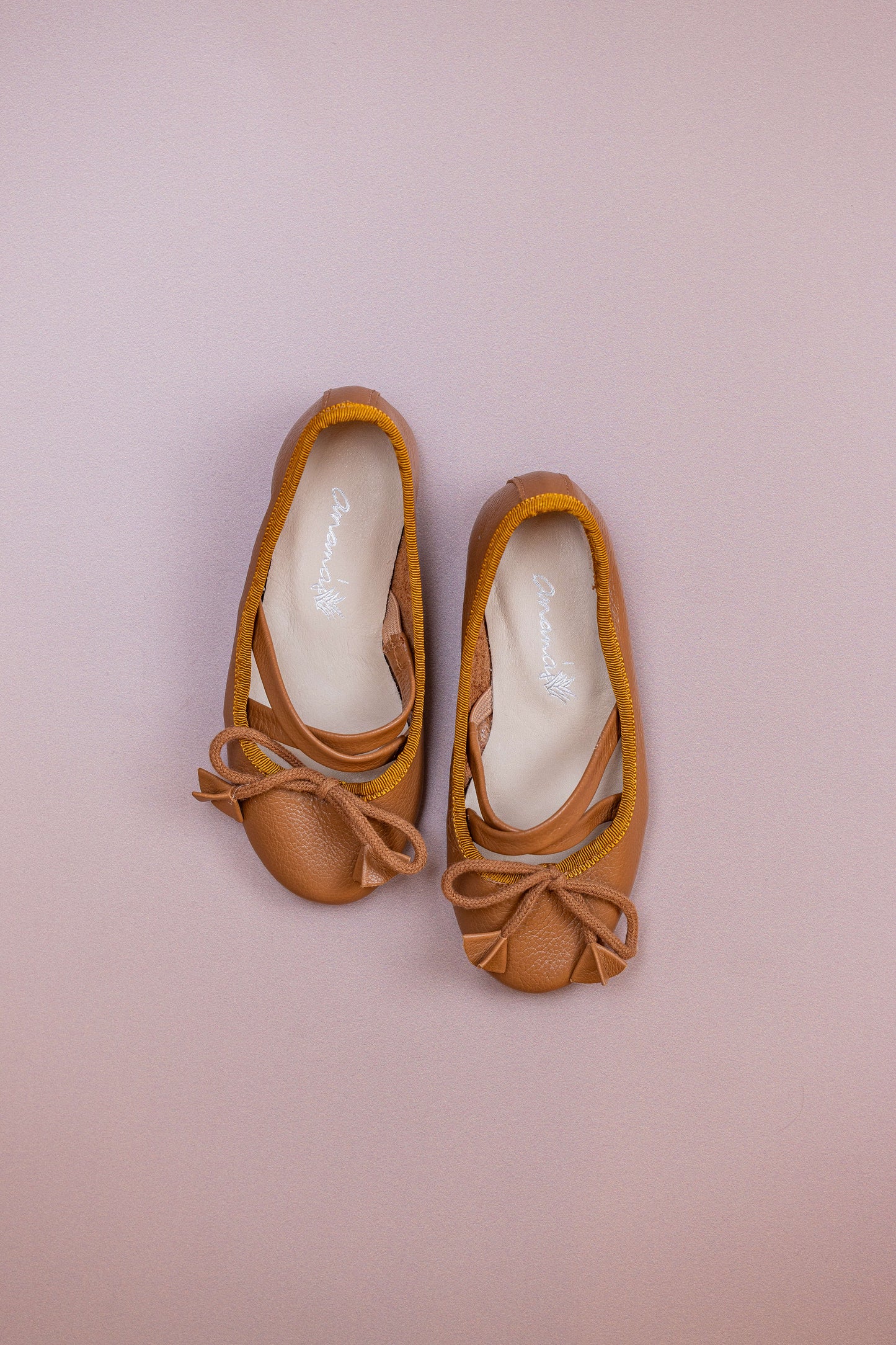 Sapatilha Infantil Ananás Bailarina Anna Couro Caramelo
