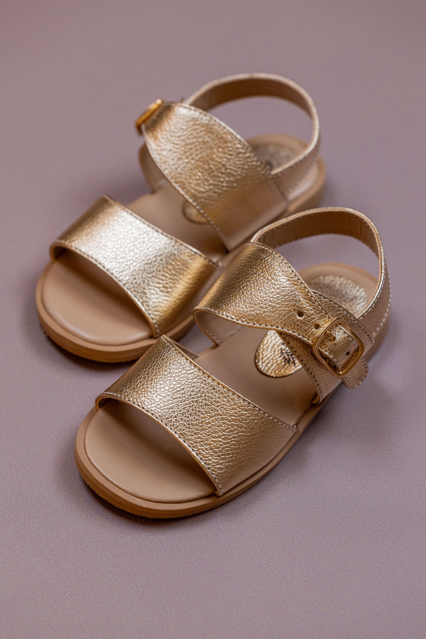 Sandália  Infantil Ananás Jo Couro Metalizado Ouro