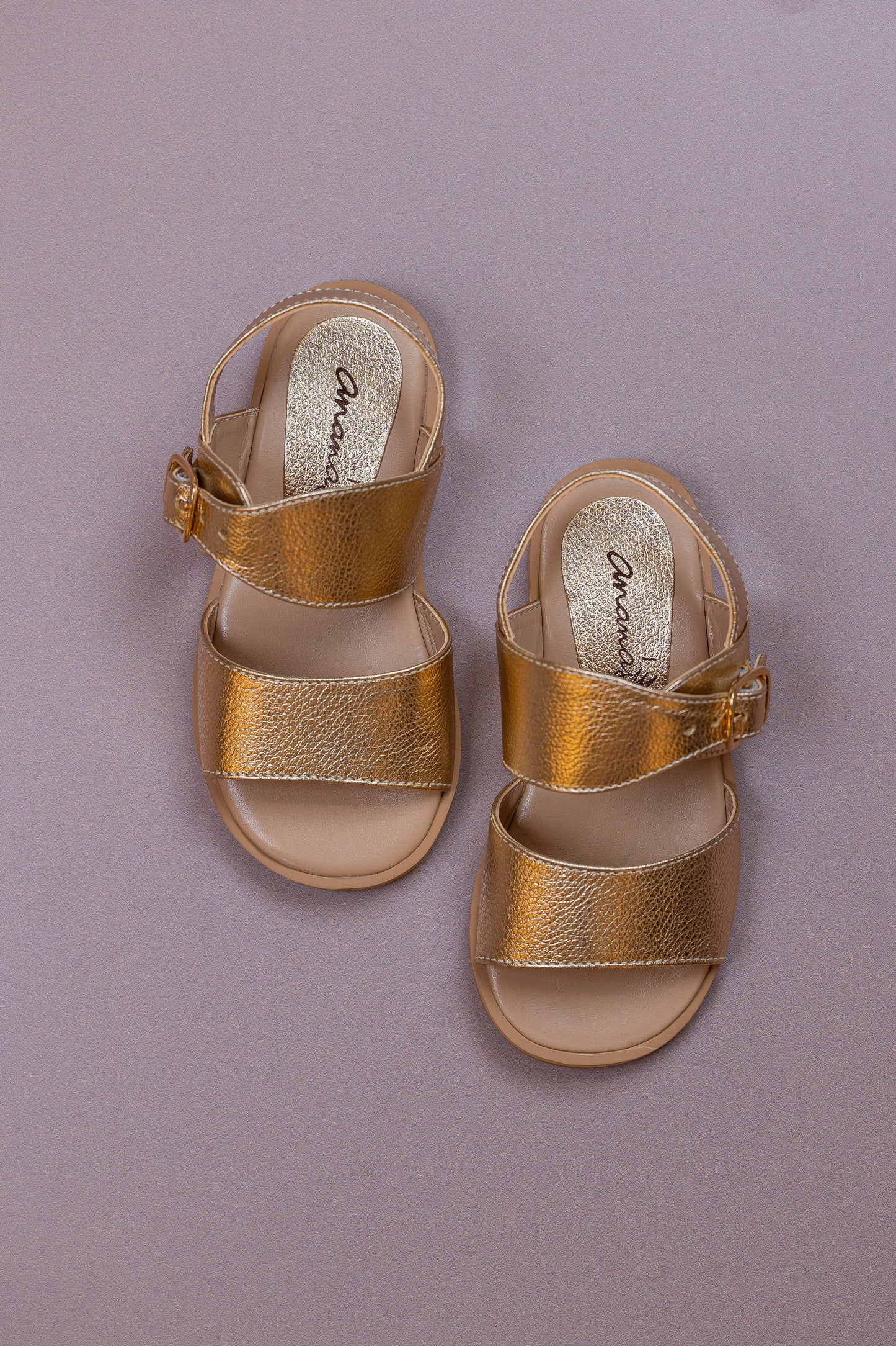 Sandália  Infantil Ananás Jo Couro Metalizado Ouro