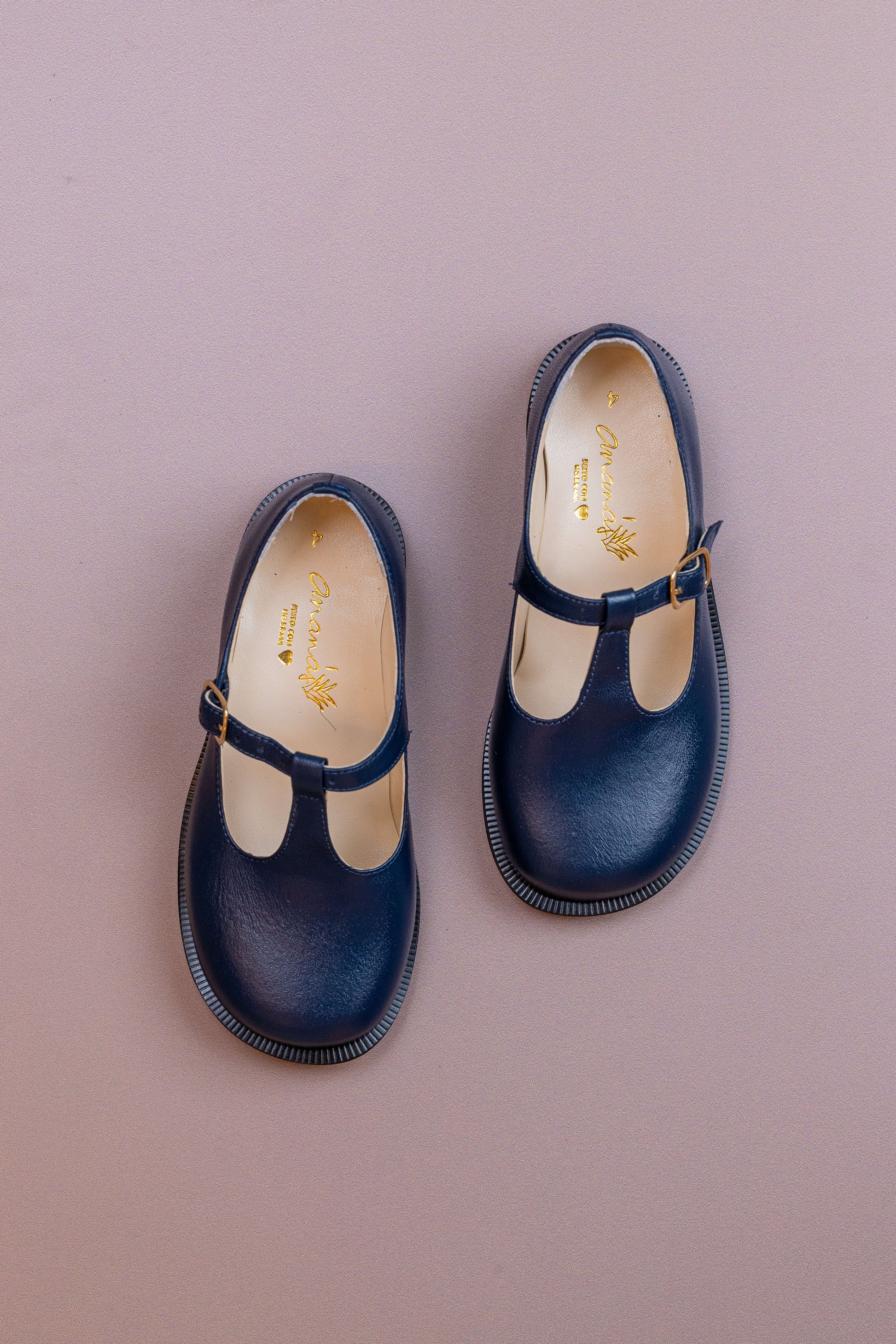 Sapato Infantil Ananás George Clássico Couro Azul Marinho com Preto