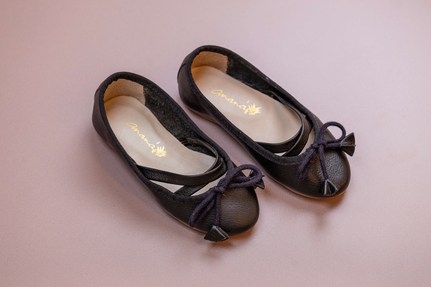 Sapatilha Infantil Ananás Bailarina Anna Couro Preto