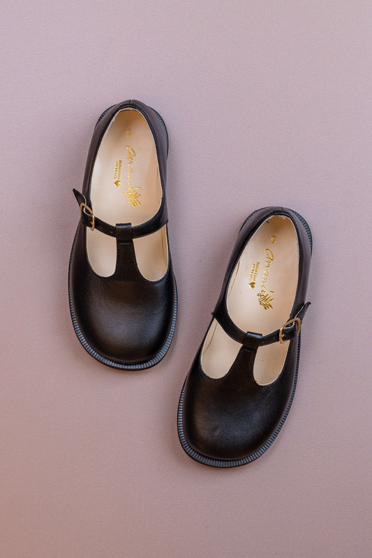 Sapato Infantil Ananás George Clássico Couro Preto com Preto