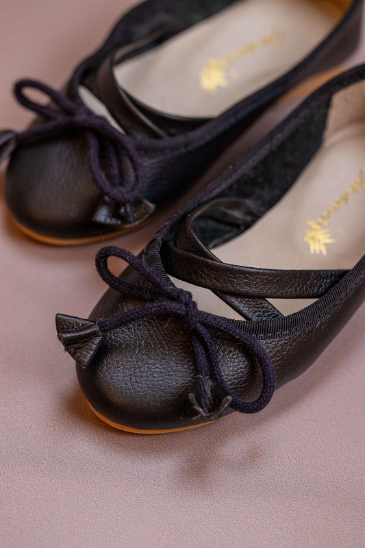 Sapatilha Infantil Ananás Bailarina Anna Couro Preto