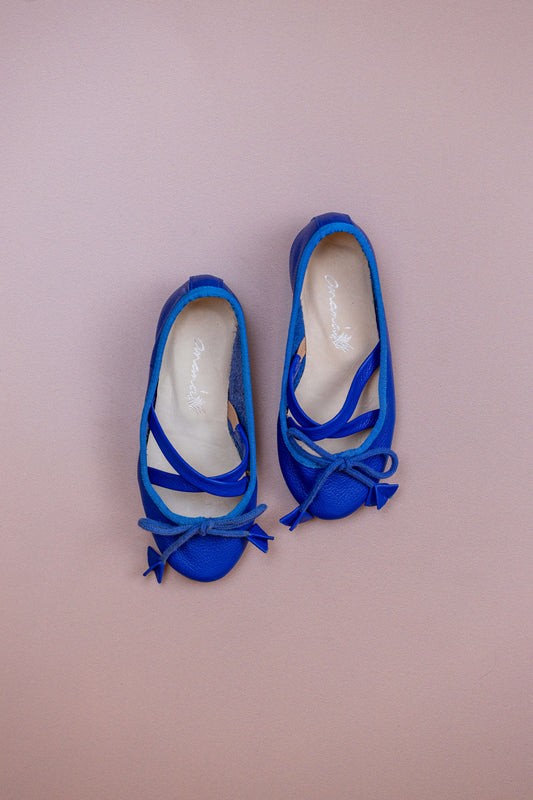 Sapatilha Infantil Ananás Bailarina Anna Couro Azul Hortênsia