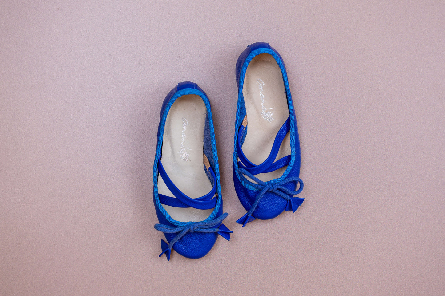 Sapatilha Infantil Ananás Bailarina Anna Couro Azul Hortênsia