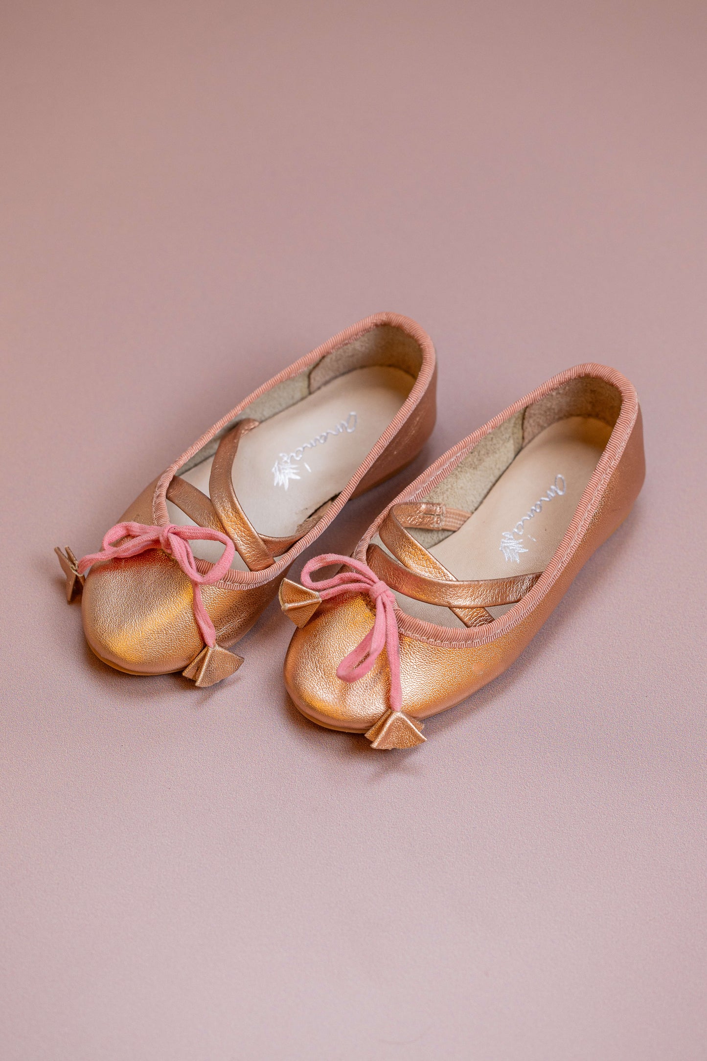 Sapatilha Infantil Ananás Bailarina Anna Couro Metalizado Rose