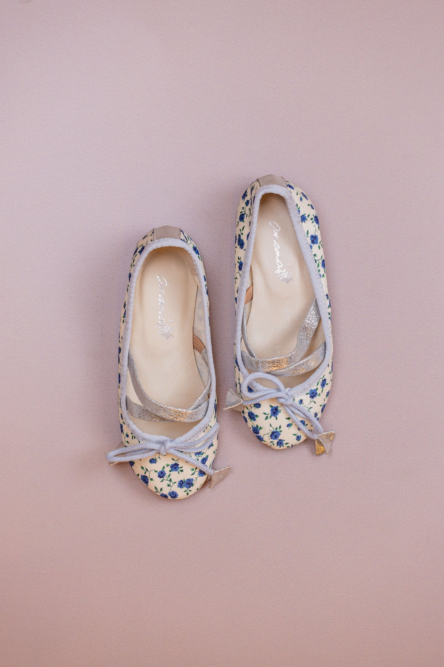 Sapatilha Infantil Ananás Bailarina Tecido Floral Azul