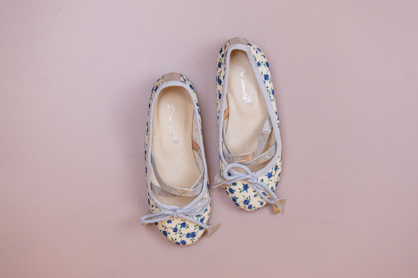 Sapatilha Infantil Ananás Bailarina Tecido Floral Azul