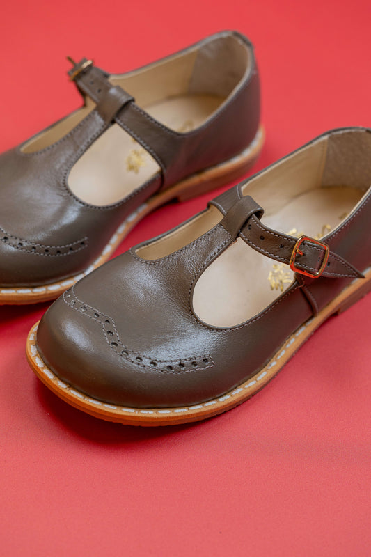 Sapato Infantil Ananás George Dots Couro Cinza