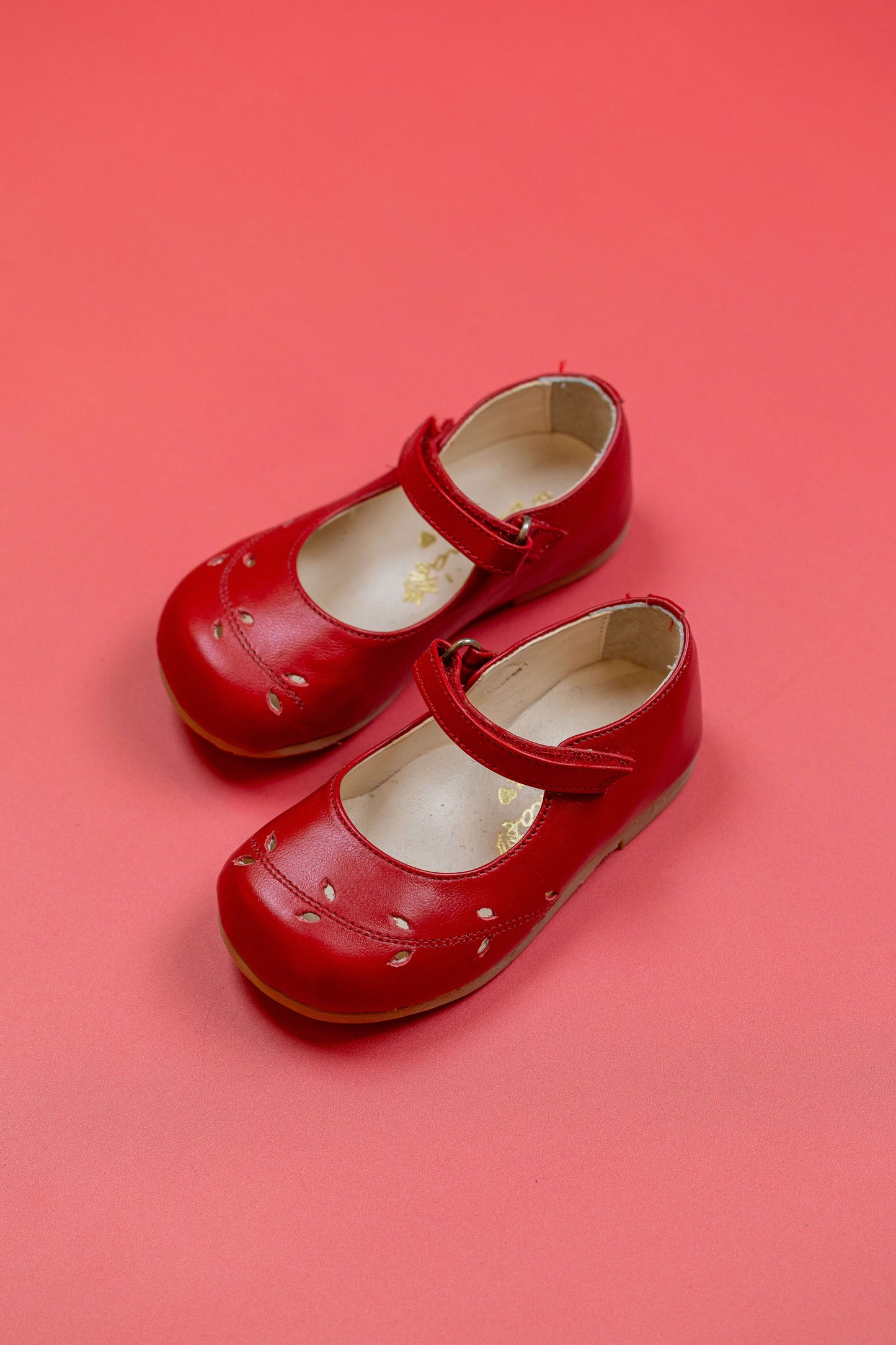 Sapato Infantil Ananás Bella Folhas Couro Vermelho