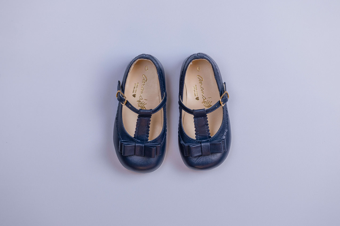 Sapato Infantil Ananás Amelia Couro Azul Marinho