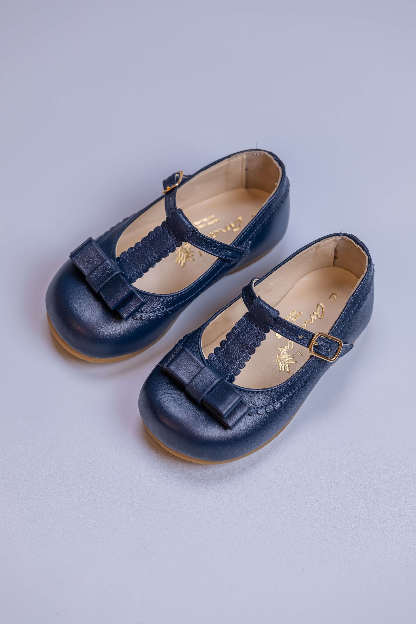 Sapato Infantil Ananás Amelia Couro Azul Marinho