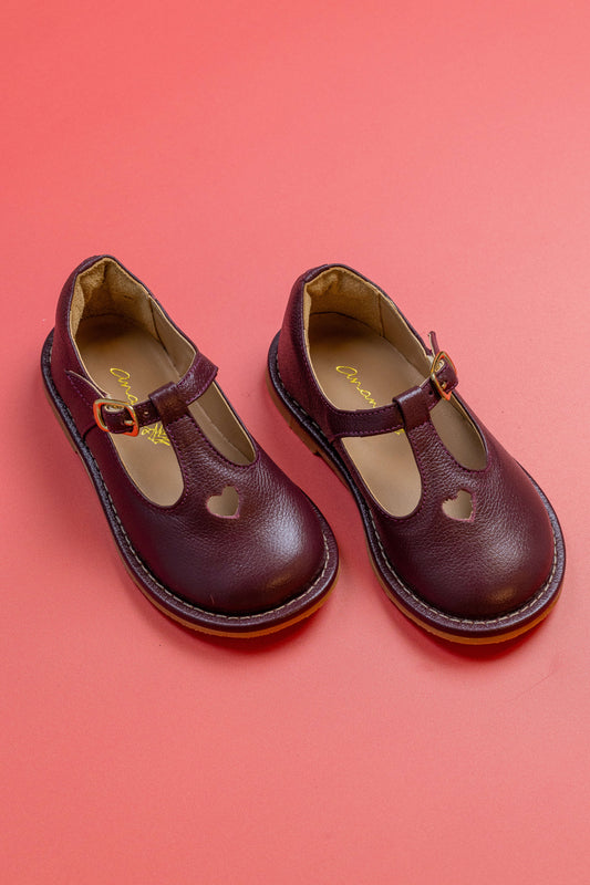 Sapato Infantil Ananás George Coracão Couro Burgundy