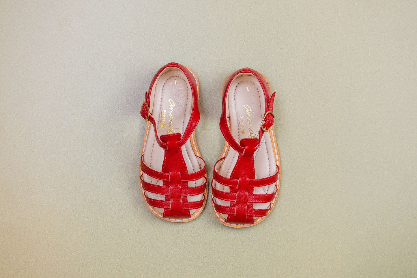Sandália Infantil Ananás Amy Couro Vermelho