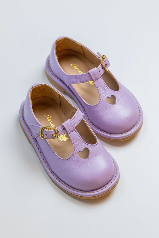 Sapato Infantil Ananás George Coracão Couro Lavanda