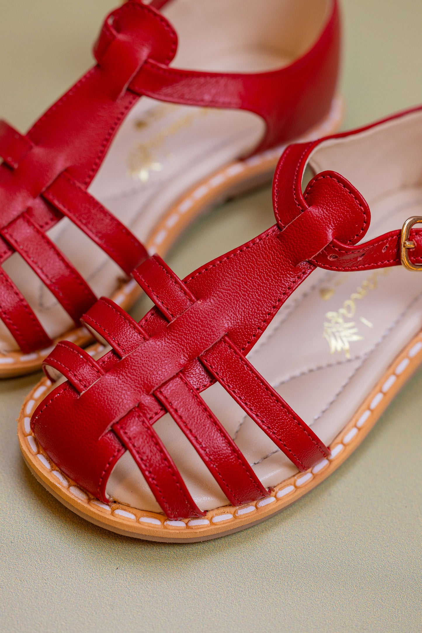 Sandália Infantil Ananás Amy Couro Vermelho